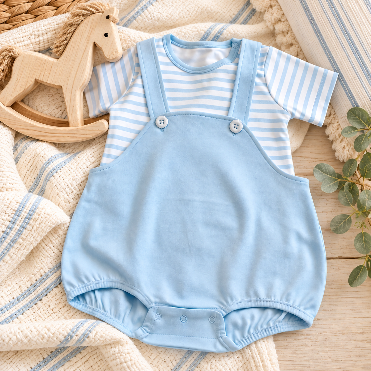 Baby Boy &amp; Baby Girl Bubble Overalls with T-Shirt - Little Blanks