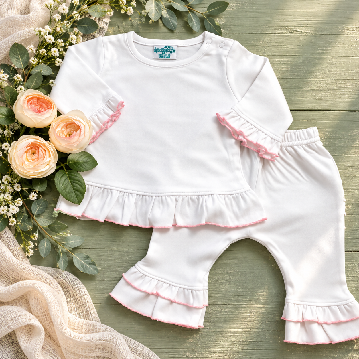 2-Piece Romper Set with Ruffles - Little Blanks