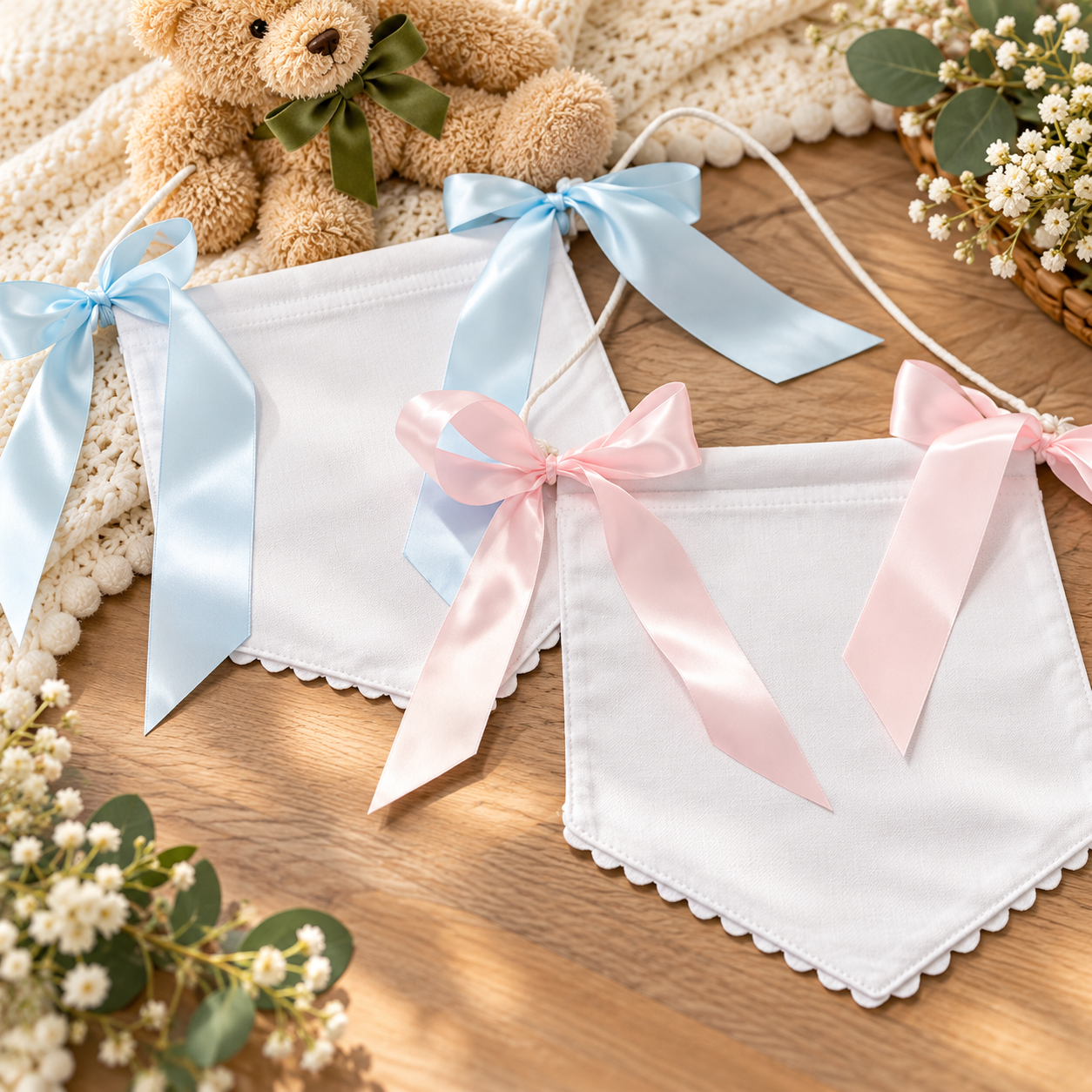 Baby Girl & Boy Banner with Bows