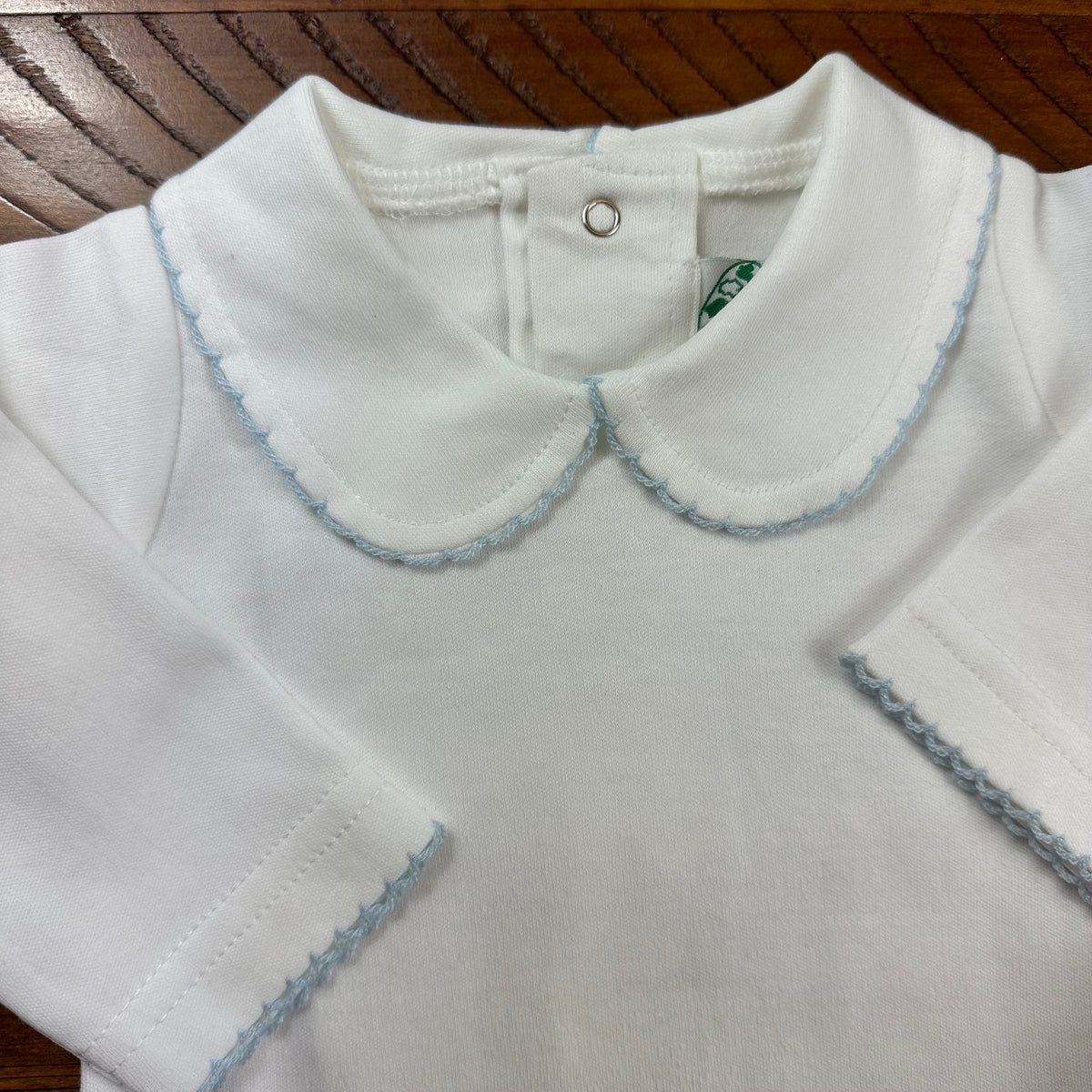 Boutique Style Solid Collar Footies with Eyelet Trim - Unisex - Little Blanks