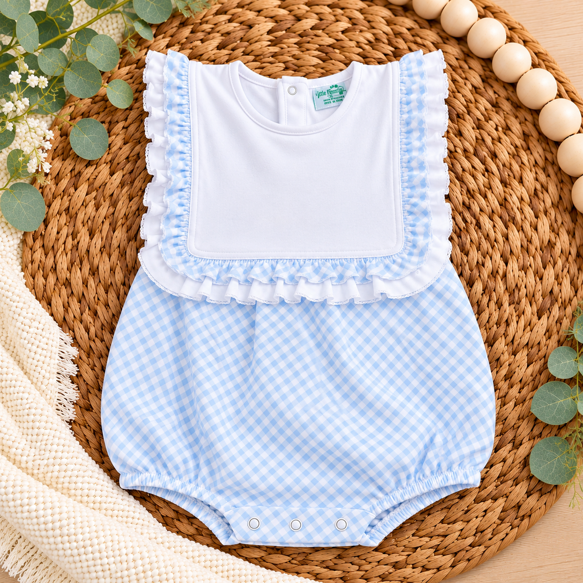 Boutique Style Ruffle Bib Bubble Romper