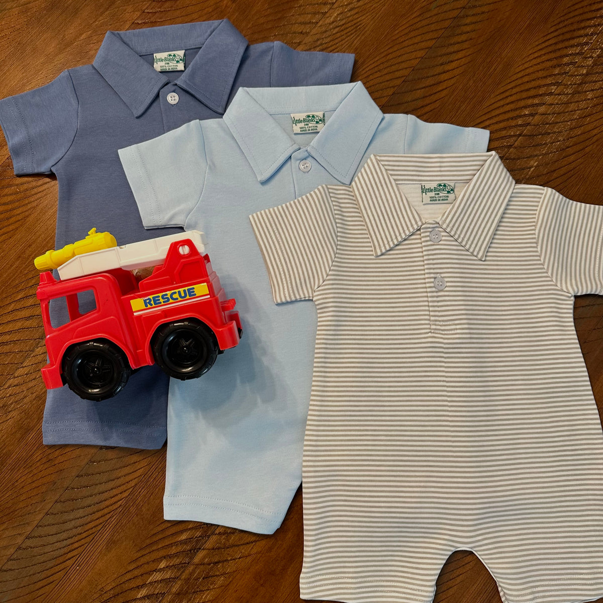 Boys Polo Romper Jon Jon, Shortall - All Cotton - Little Blanks