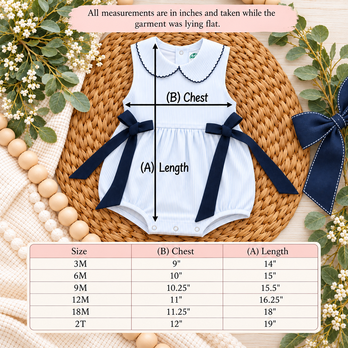 Girls Collar Romper/Bodysuit with Eyelet Trim &amp; Bows