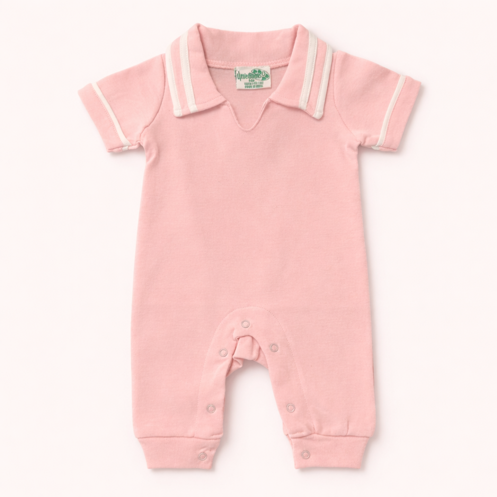 Girls Preppy Baby Polo Romper - Little Blanks