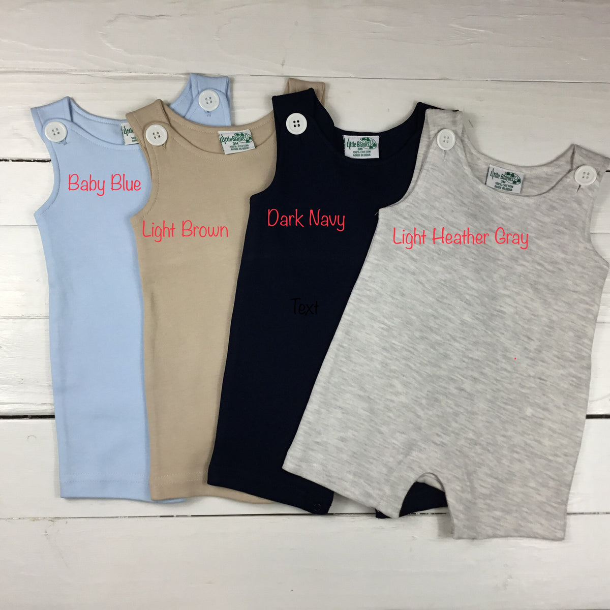 Boys Sleeveless Rompers in All Cotton - Little Blanks