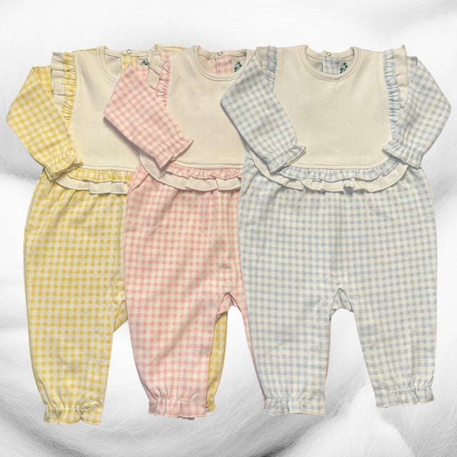 Boutique Style Long Sleeve Ruffle Bib Romper