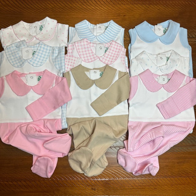 Boutique Style Collar Footie with Bib Detail - NEW COLOR ADDED! - Little Blanks