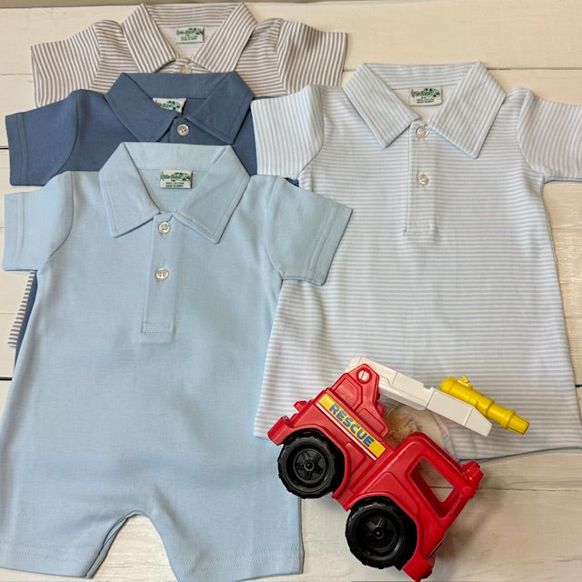 Boys Polo Romper Jon Jon, Shortall - All Cotton - Little Blanks