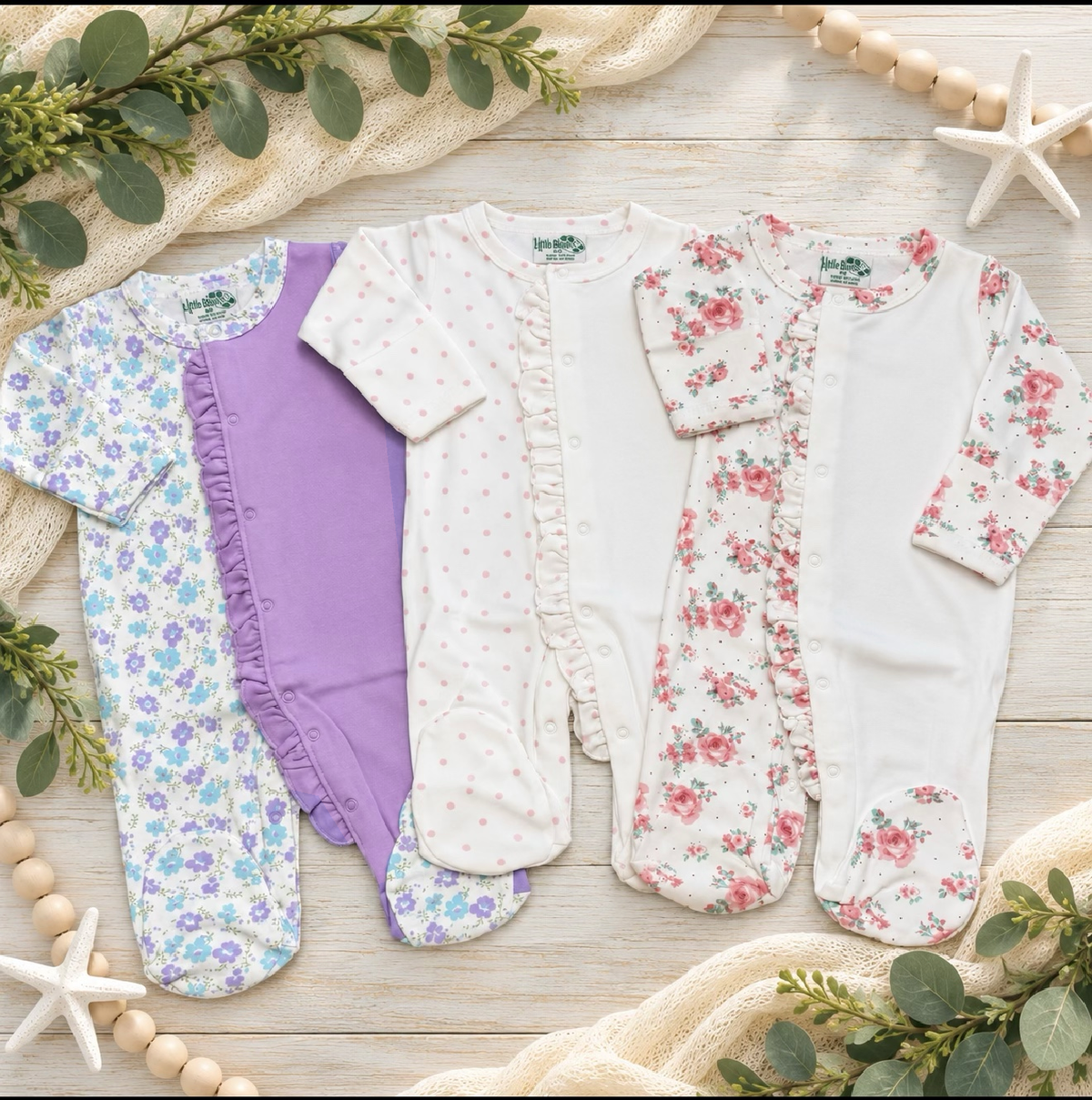 Girls Pink &amp; Purple Floral &amp; Pink Polka Dot Splitz! with Applique Swatch