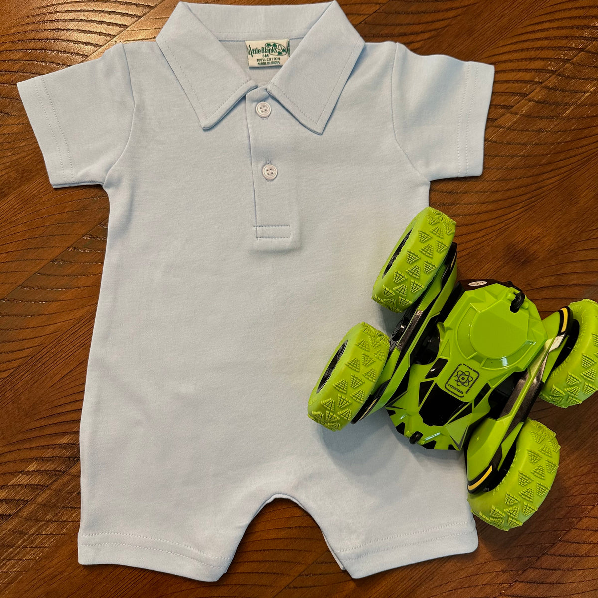 Boys Polo Romper Jon Jon, Shortall - All Cotton - Little Blanks