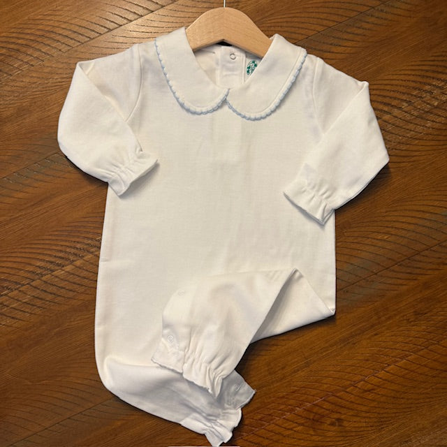 Boutique Style Solid Collar with Eyelet Trim With and Without Feet Unisex - Little Blanks