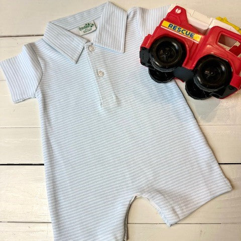 Boys Polo Romper Jon Jon, Shortall - All Cotton - Little Blanks