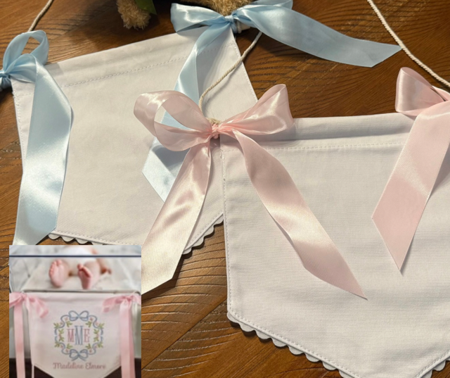 Baby Girl &amp; Boy Banner with Bows - Little Blanks