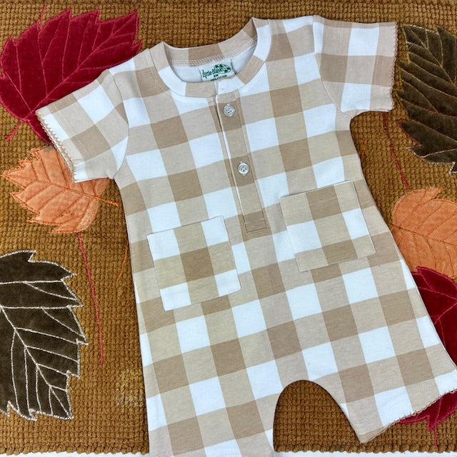 Girls One-Piece Short Sleeve Romper with Pockets - Little Blanks