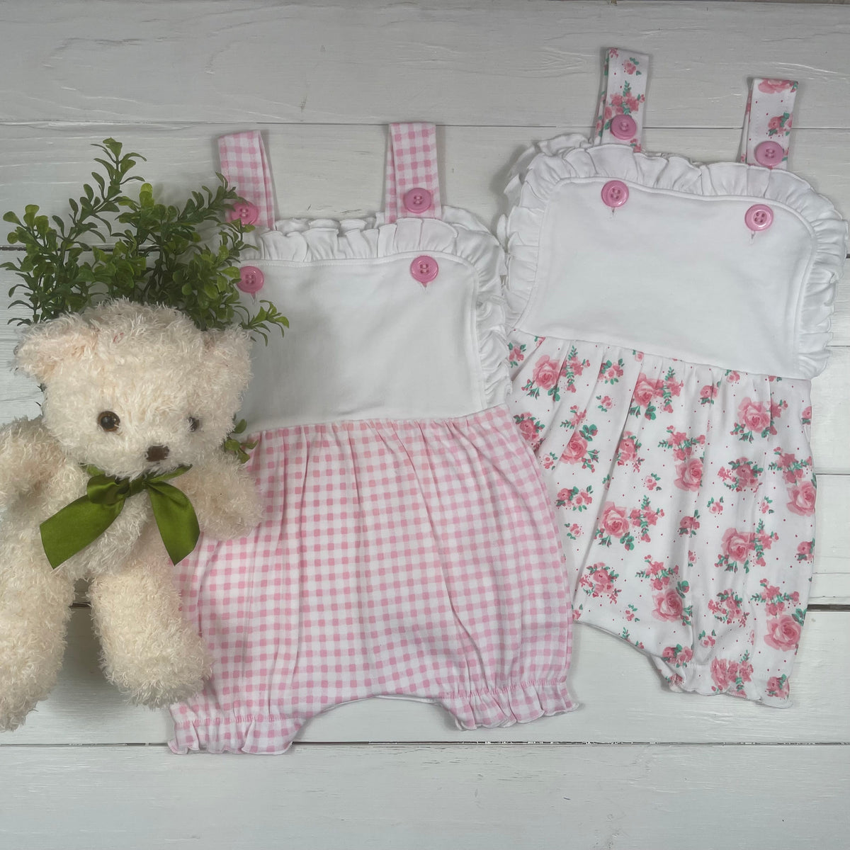 Girls Ruffle Legged Bubble Romper - Little Blanks