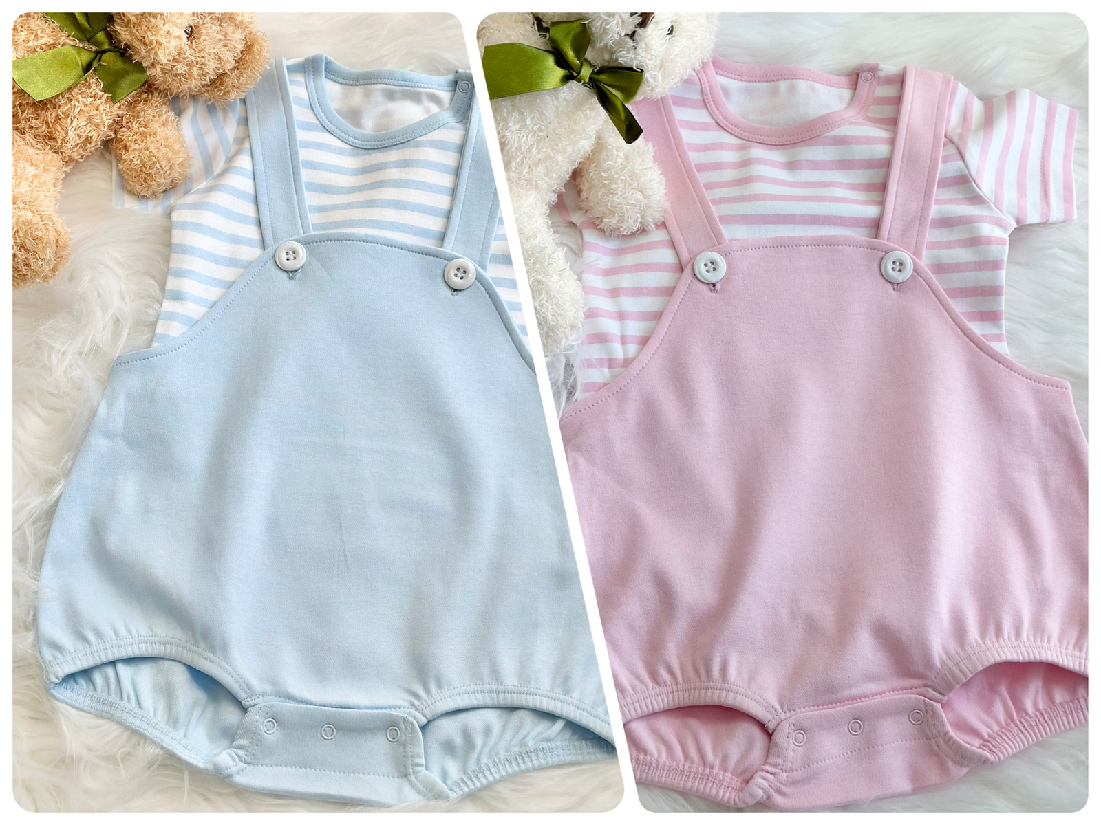 Baby Boy & Baby Girl Bubble Overalls with T-Shirt - Little Blanks