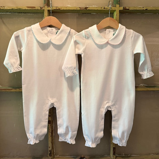 Boutique Style Solid Collar with Eyelet Trim With and Without Feet Unisex - Little Blanks