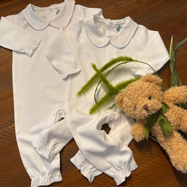 Boutique Style Solid Collar with Eyelet Trim With and Without Feet Unisex - Little Blanks