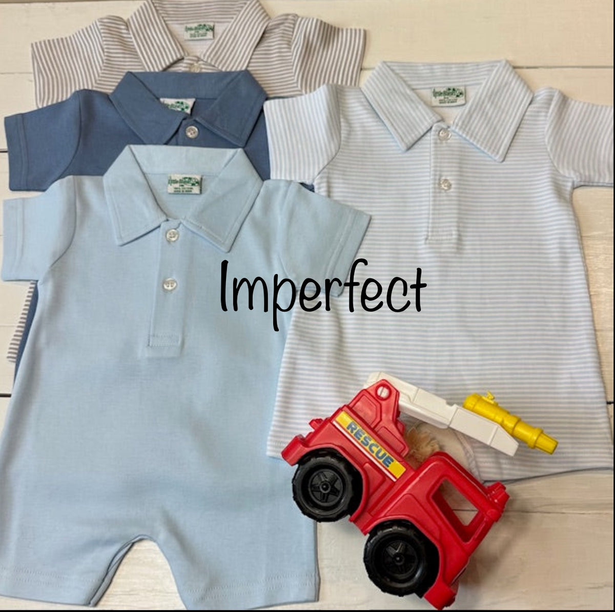 Imperfect Boys Polo Romper Jon Jon, Shortall - Little Blanks