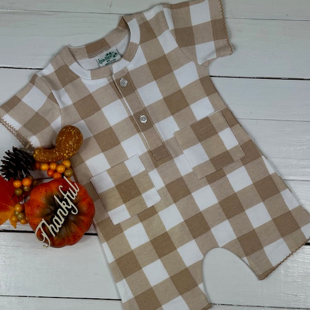 Girls One-Piece Short Sleeve Romper with Pockets - Little Blanks