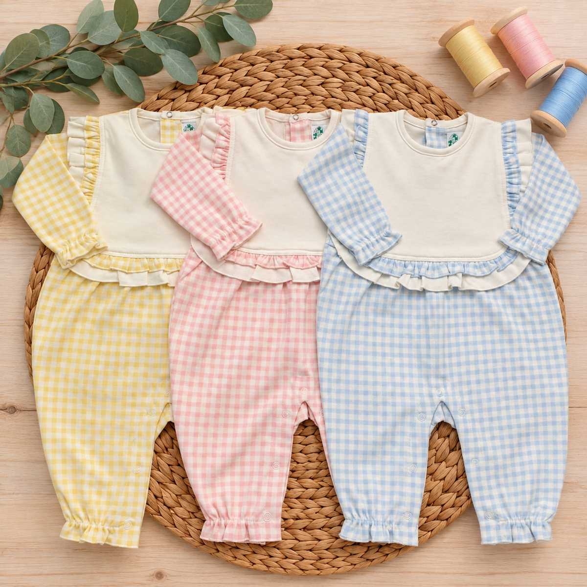 Boutique Style Long Sleeve Ruffle Bib Romper