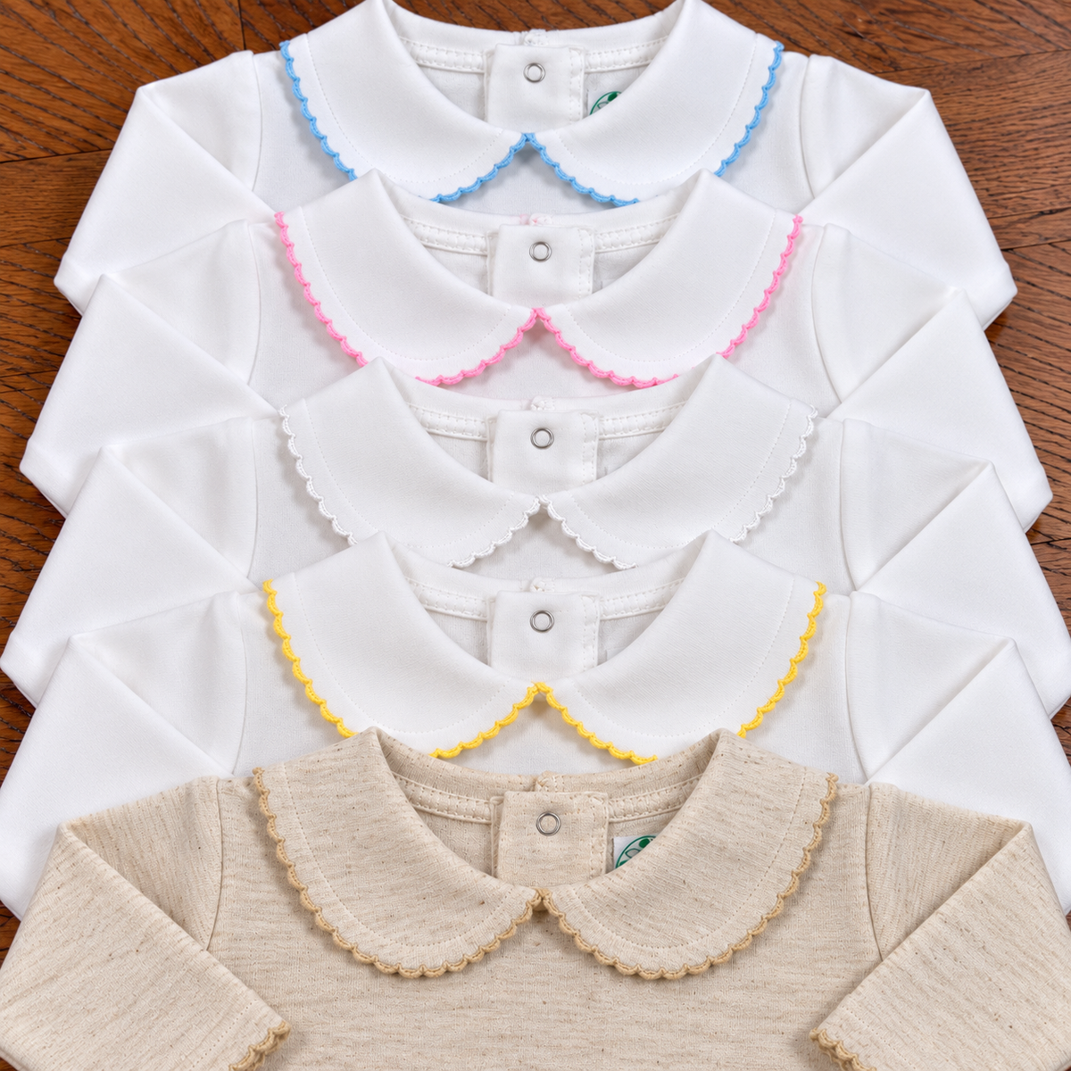Boutique Style Solid Collar with Eyelet Trim With and Without Feet Unisex - Little Blanks