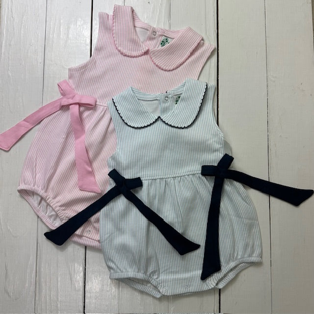Girls Collar Romper/Bodysuit with Eyelet Trim & Bows - Little Blanks
