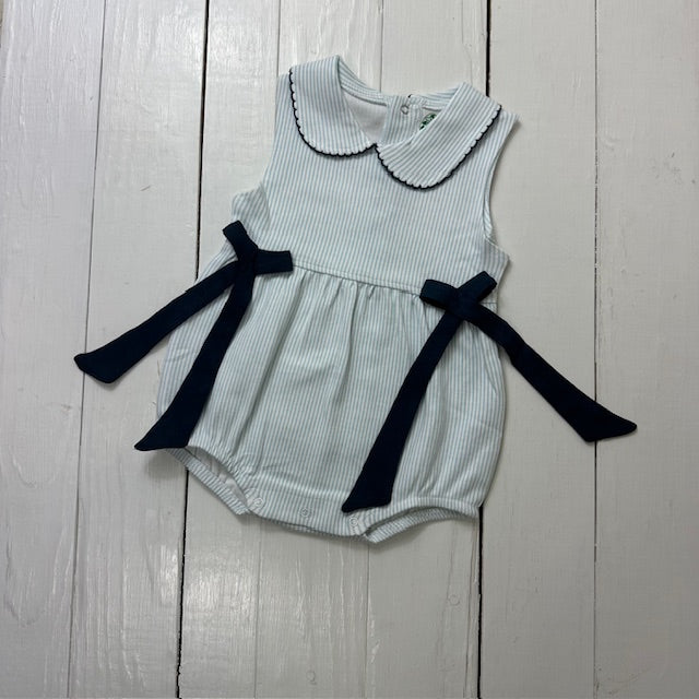 Girls Collar Romper/Bodysuit with Eyelet Trim &amp; Bows - Little Blanks