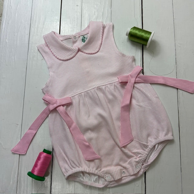 Girls Collar Romper/Bodysuit with Eyelet Trim &amp; Bows - Little Blanks