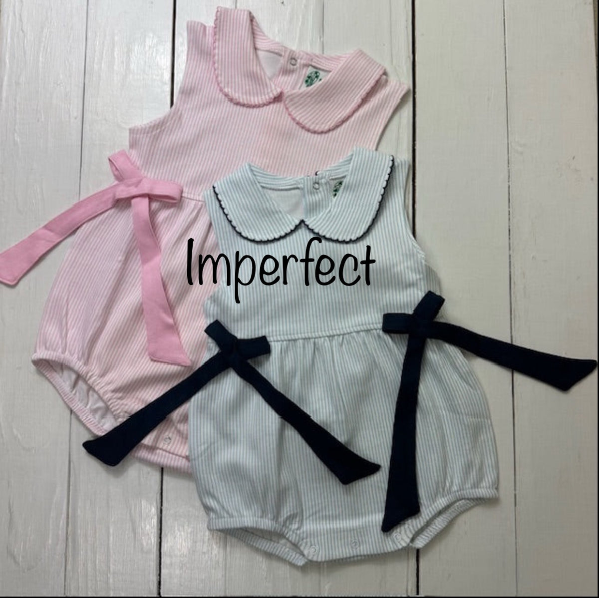 Imperfect Girls Collar/Bodysuit with Eyelet Trim &amp; Bows - Little Blanks