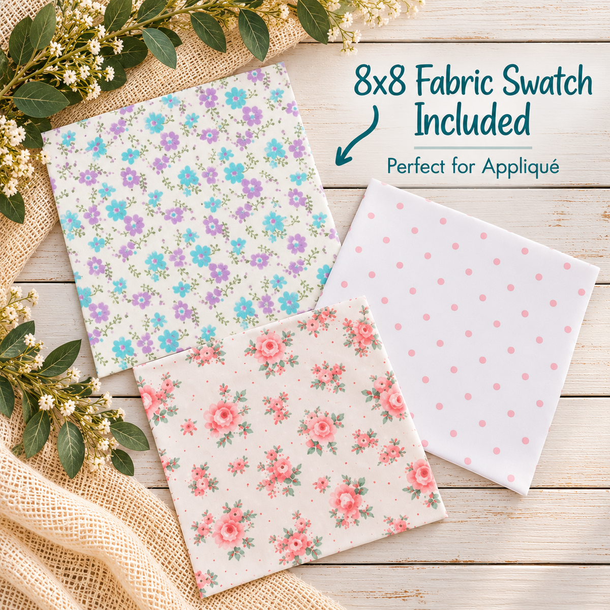 Girls Pink &amp; Purple Floral &amp; Pink Polka Dot Splitz! with Applique Swatch
