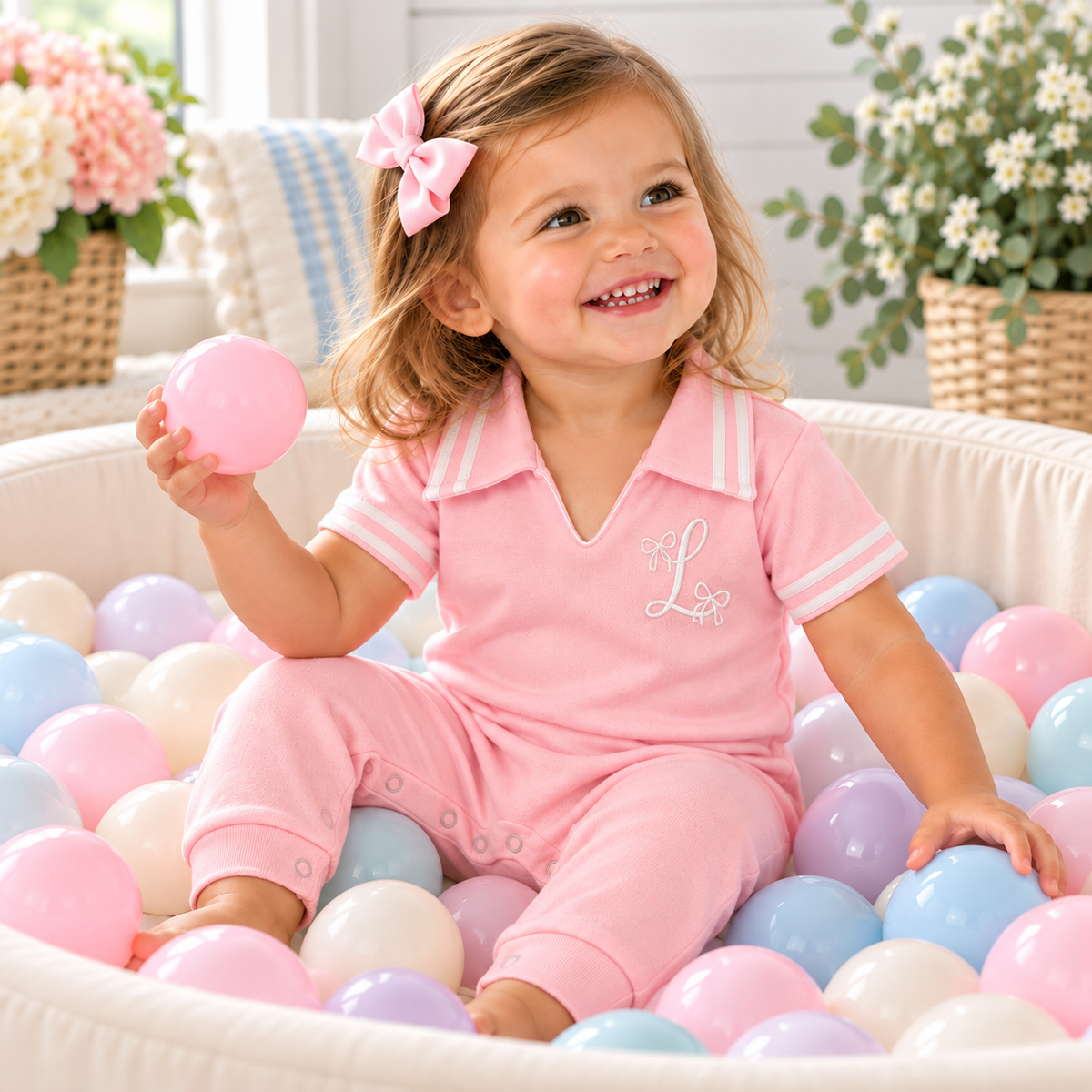 Girls Preppy Baby Polo Romper