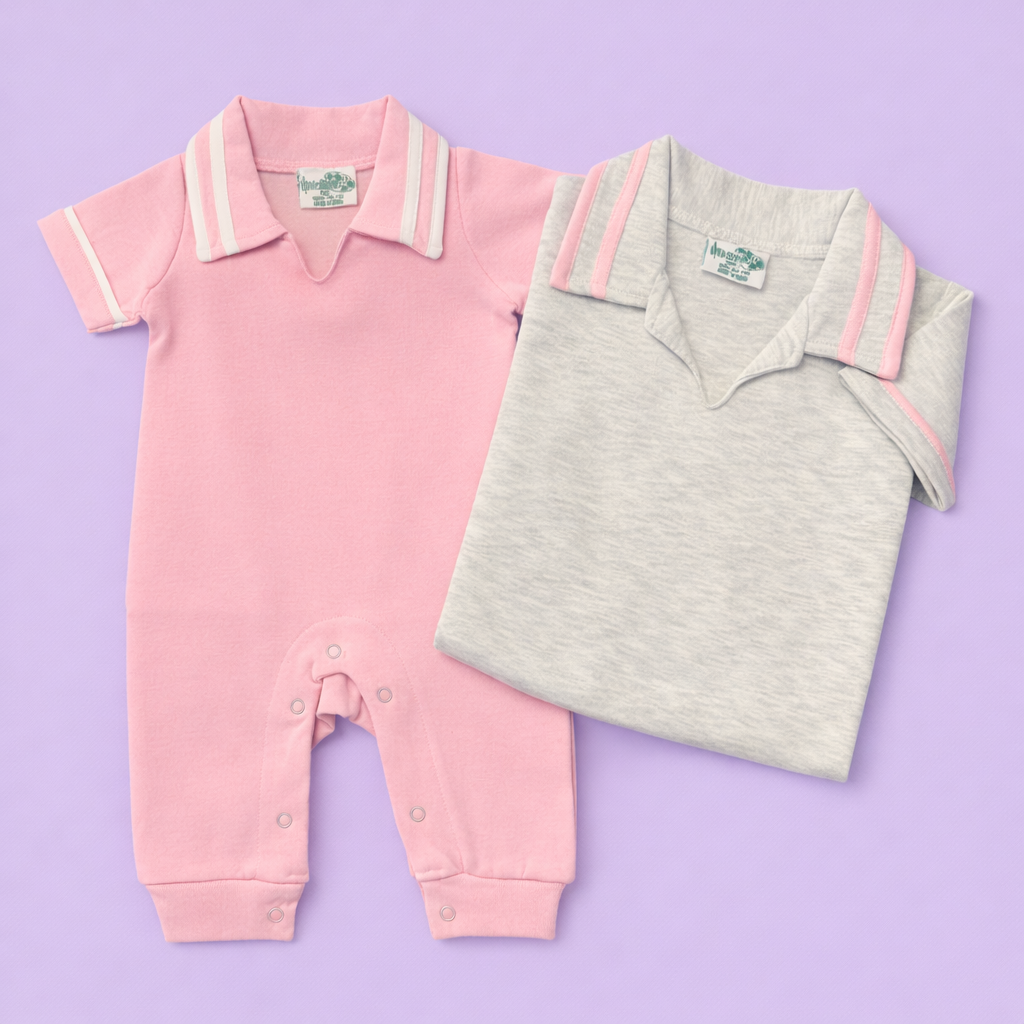 Girls Preppy Baby Polo Romper - Little Blanks