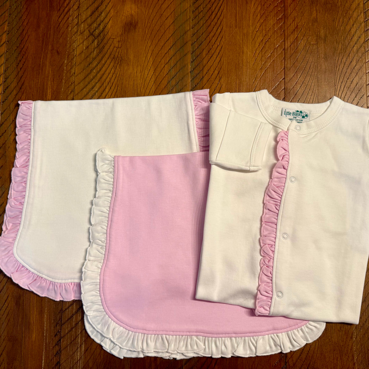 Discontinued Clearance Girls Footie with &amp; without Matching Burp Cloth &amp; Beanie Hat