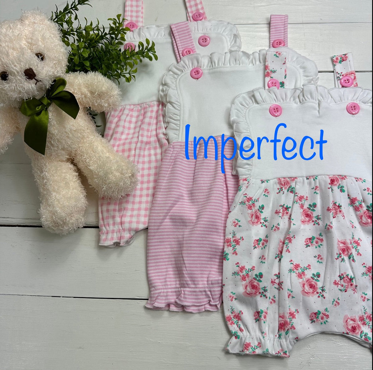 Imperfect Baby Girls Bubble &amp; Ruffled Leg Bubble Romper - Little Blanks