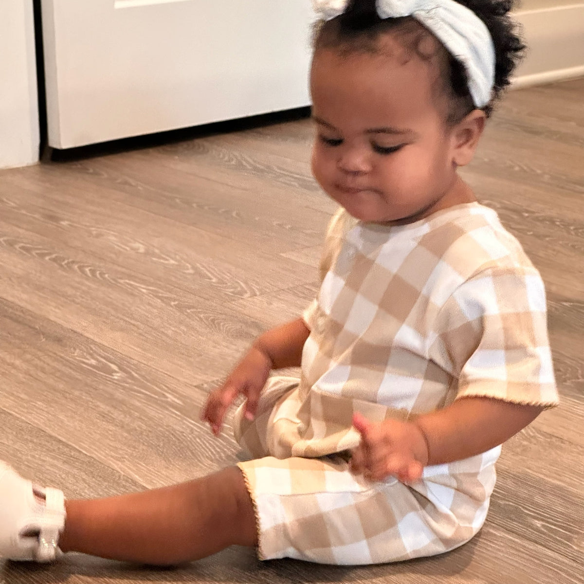 Girls One-Piece Short Sleeve Romper with Pockets - Little Blanks