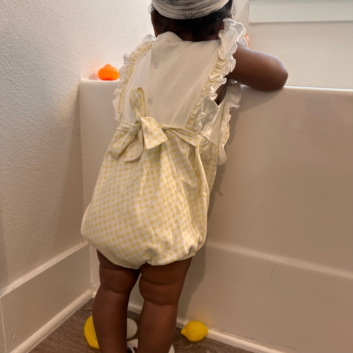 Boutique Style Ruffle Bib Bubble Romper - Little Blanks