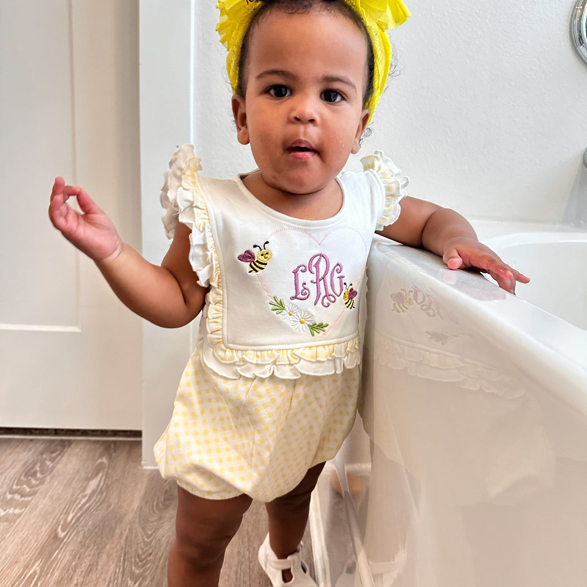 Boutique Style Ruffle Bib Bubble Romper - Little Blanks