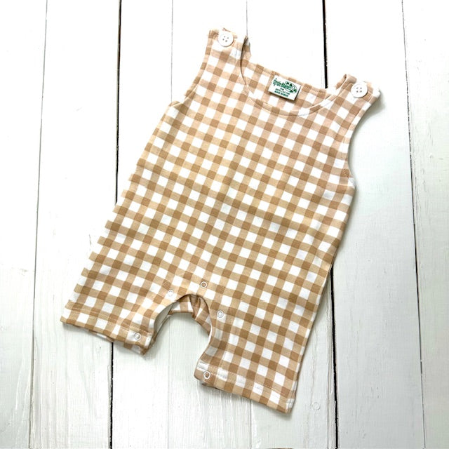 Boys Sleeveless Rompers in All Cotton - NEW PRINT - Little Blanks