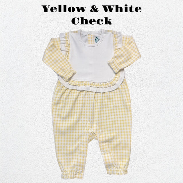 Boutique Style Long Sleeve Ruffle Bib Romper