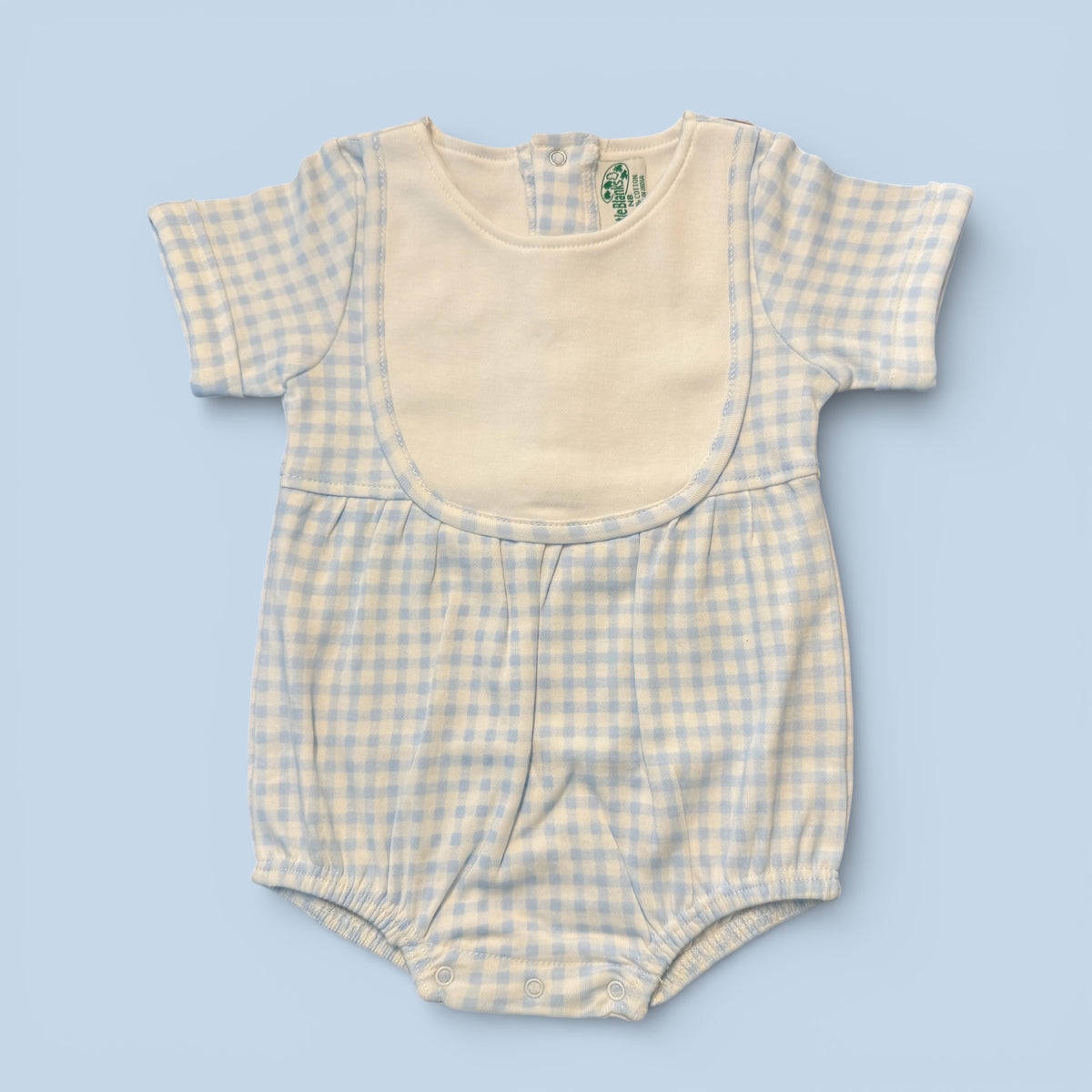 Classic Cotton Baby Boy Bib Bubble Romper -Short Sleeve - Little Blanks