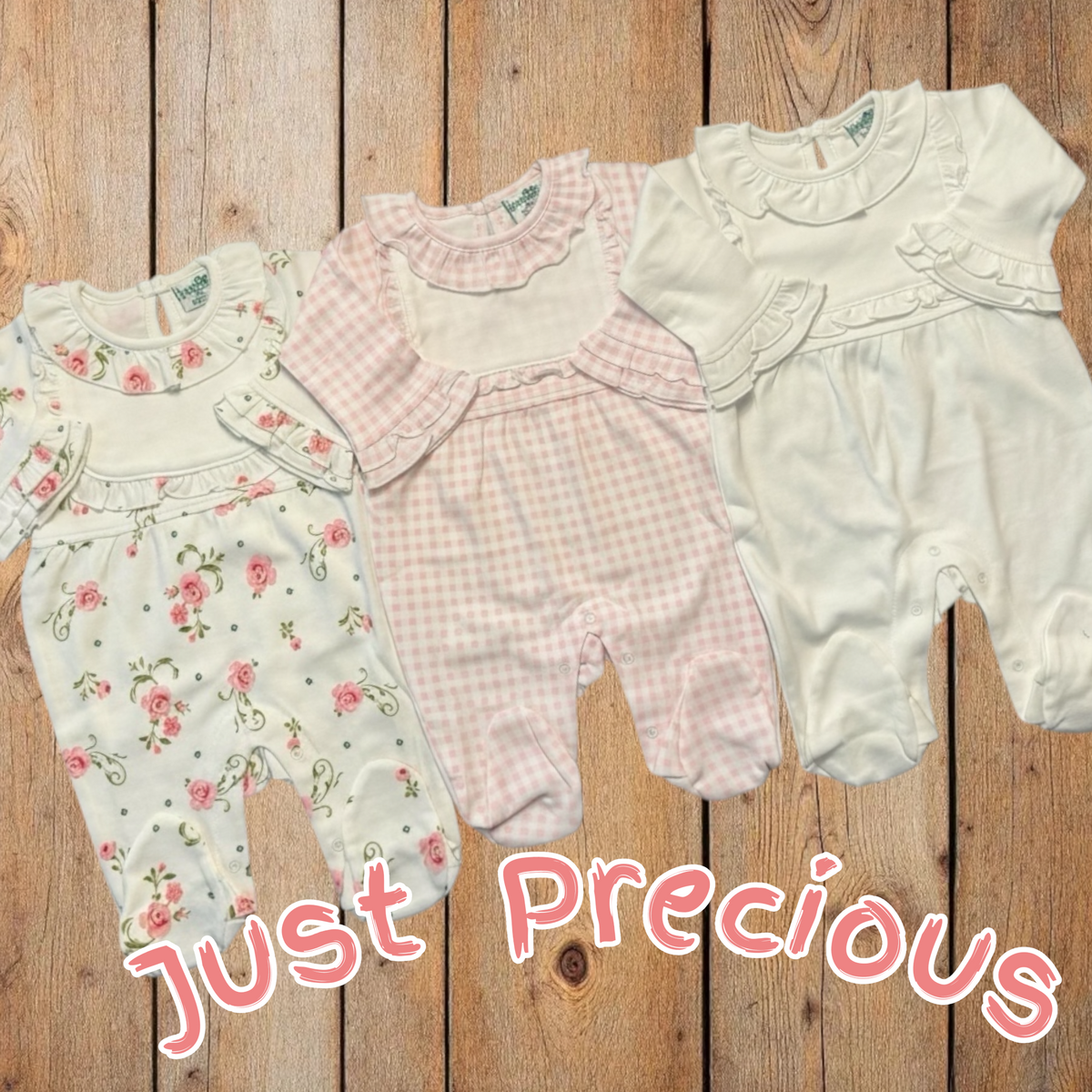 Baby Girl Ruffle Collar Footie With Bib Detail - Little Blanks