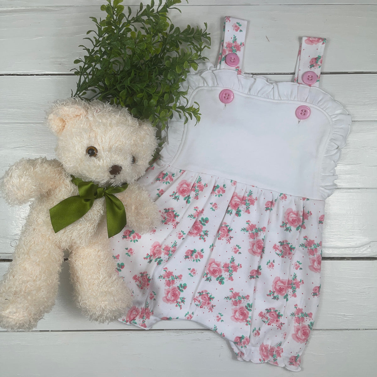 Girls Ruffle Legged Bubble Romper - Little Blanks