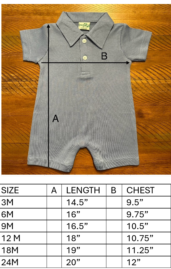 Boys Polo Romper Jon Jon, Shortall - All Cotton - Little Blanks