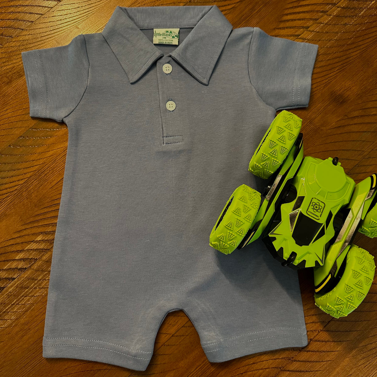 Boys Polo Romper Jon Jon, Shortall - All Cotton - Little Blanks