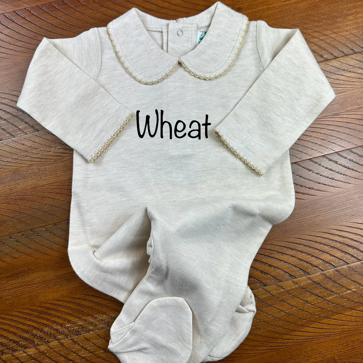 Boutique Style Solid Collar Footies with Eyelet Trim - Unisex - Little Blanks