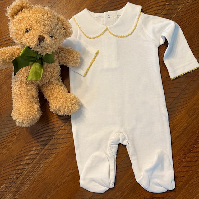 Boutique Style Solid Collar with Eyelet Trim With and Without Feet Unisex - Little Blanks