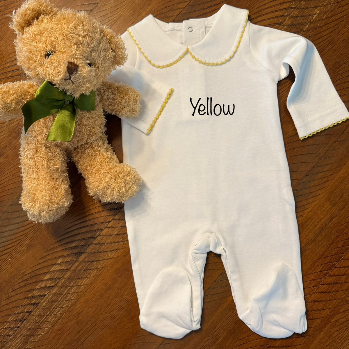 Boutique Style Solid Collar with Eyelet Trim With and Without Feet Unisex - Little Blanks