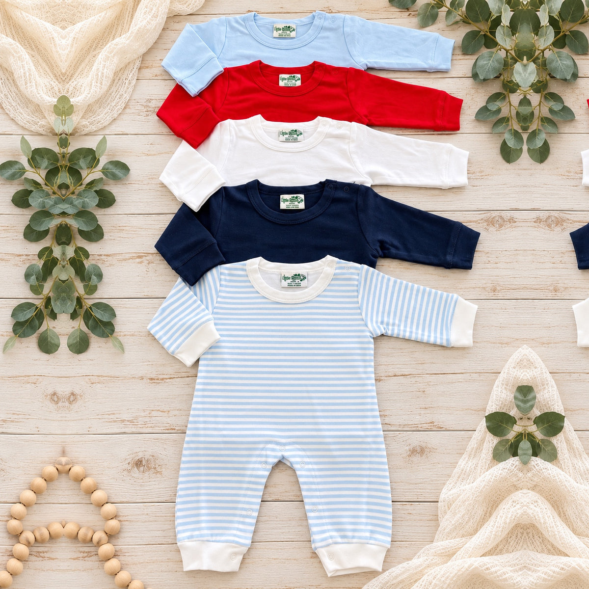 Baby Boy Long Sleeve ROMPER Solids &amp; Stripes