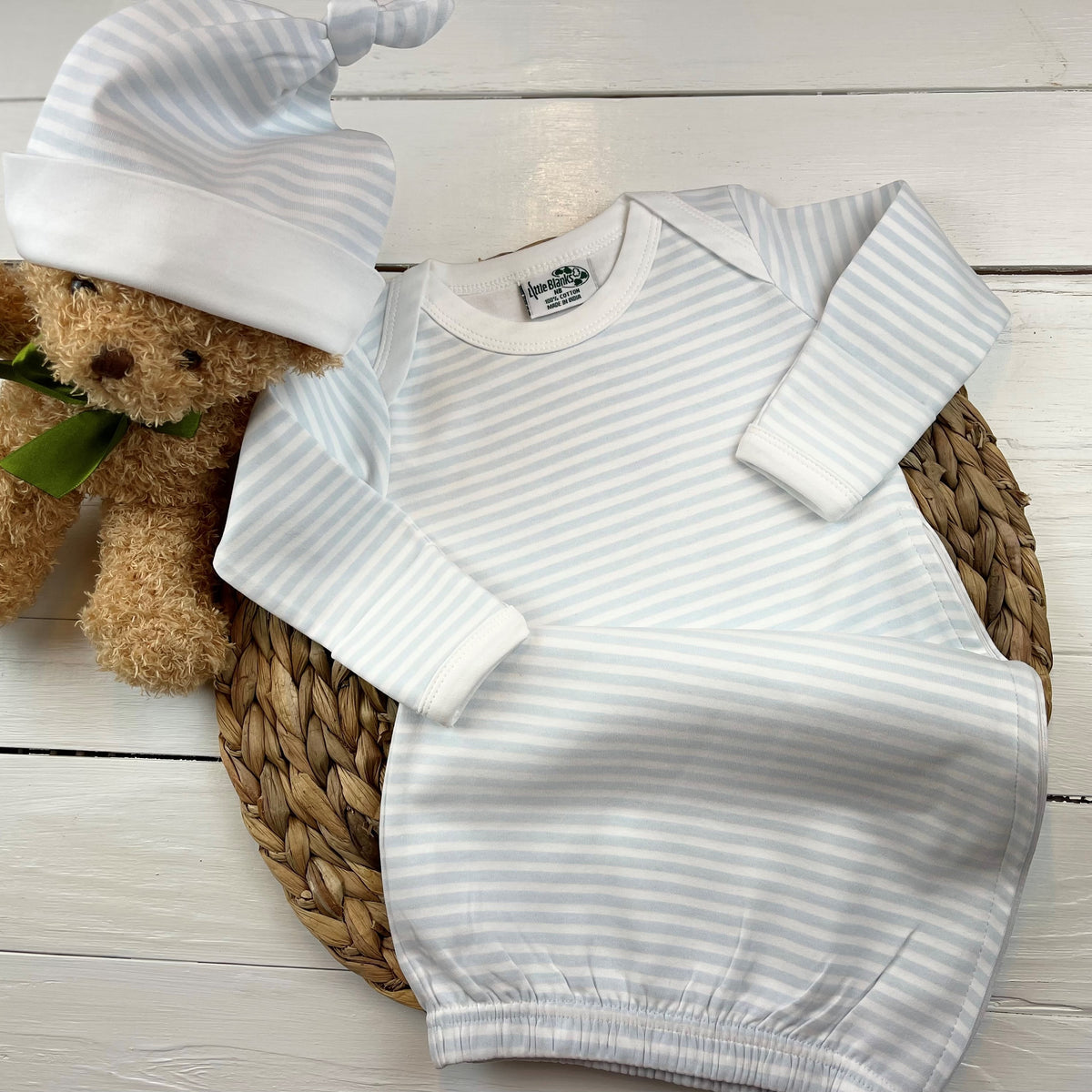 Solid OR Striped Baby Gown - Unisex - Little Blanks